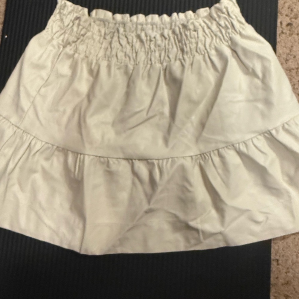 Anthropologie Cream Somerset Tiered Faux Leather Skirt